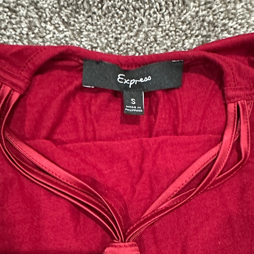 Express Red Layered Ruffle Blouse - Picture 2 of 6